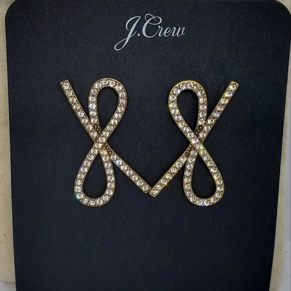 J.CREW SPARKLE BOW EARRINGS NWT SOLD OUT HTF RARE - Picture 2 of 4